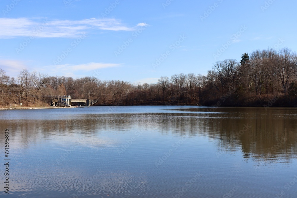 The peaceful lake in the countryside on a sunny day. The peaceful lake in the countryside on a sunny day.