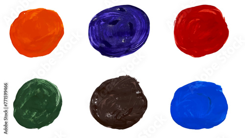 Set of watercolor colorful circle strokes