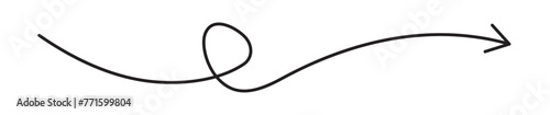Round curl long arrow. Thin arrow curled symbol icon. Arrow swish sign.  photo