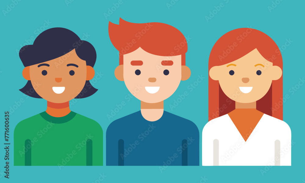 Collection of people character illustration. Group of young people avatars vector illustration design Collection of people character illustration. Group of young people avatars vector illustration design