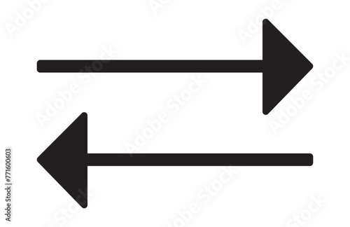 Horizontal dual sided long straight arrow signs. Black double ended long arrow. Two side arrow illustration icon. 11:11