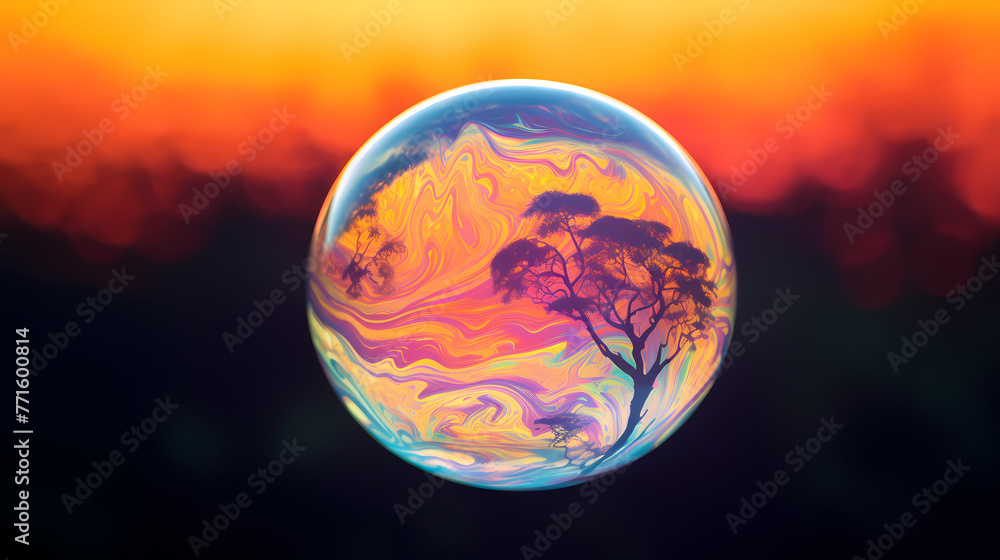 Macro shot of soap bubble hemisphere Macro shot of soap bubble hemisphere