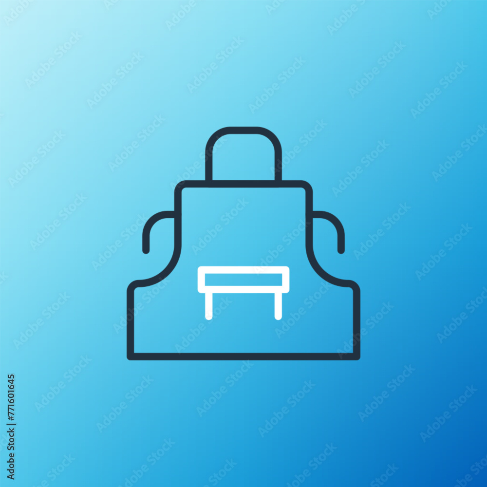 Line Kitchen apron icon isolated on blue background. Chef uniform for cooking. Colorful outline concept. Vector Line Kitchen apron icon isolated on blue background. Chef uniform for cooking. Colorful outline concept. Vector