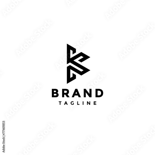 Ornamental Line K Letter Logo Design. Continuous Lines Form the Letter KS Logo Design. © ilunilun