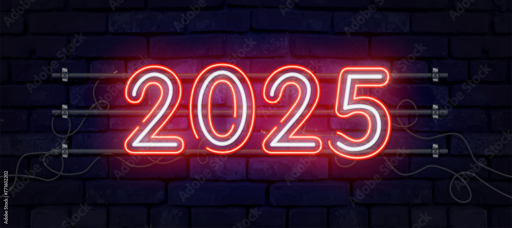 2025 happy new year design , simple elegant , isolated in dark color, line blending design