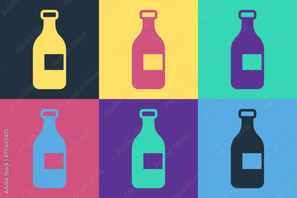 Pop art Bottle of wine icon isolated on color background. Vector Pop art Bottle of wine icon isolated on color background. Vector