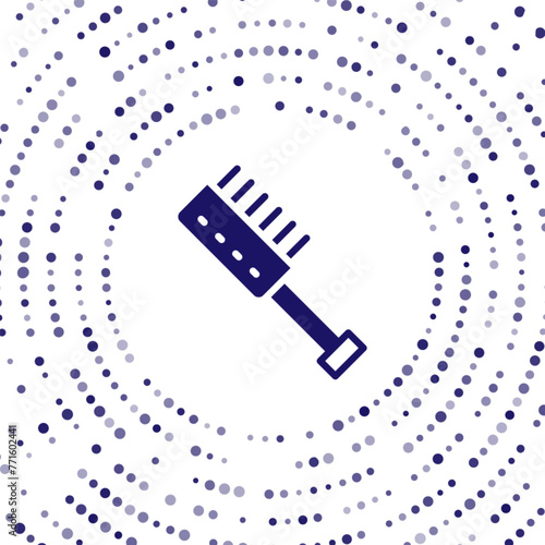 Blue Sauna brush icon isolated on white background. Wooden brush with coarse bristles for washing in the bath. Anti cellulite massage. Abstract circle random dots. Vector