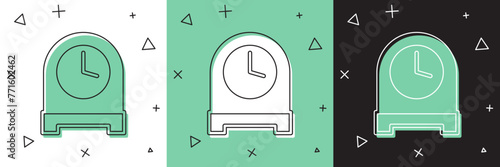 Set Antique clock icon isolated on white and green, black background. Vector