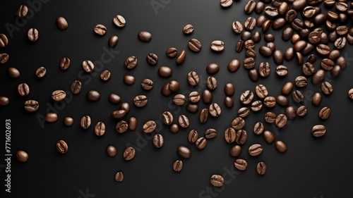 A heap of coffee beans stacked neatly on a wooden table