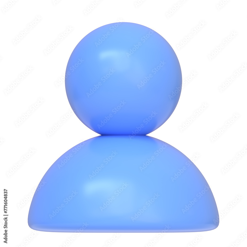 Simple blue user profile icon isolated on a white background. 3D icon, sign and symbol. Front view. 3D Render Illustration Simple blue user profile icon isolated on a white background. 3D icon, sign and symbol. Front view. 3D Render Illustration