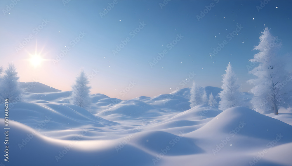 Background winter snow  with snowdrifts with beautiful light