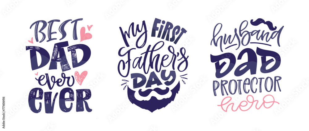 Happy Fathers day - Best Dad ever. Lettering about dad for tee, t-shirt design, invitation, web, mug print. Typography, great design for any purposes. Modern calligraphy template. Celebration quote. 
