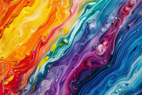  Abstract marbled vibrant rainbow acrylic paint wave texture, colorful artistic background illustration