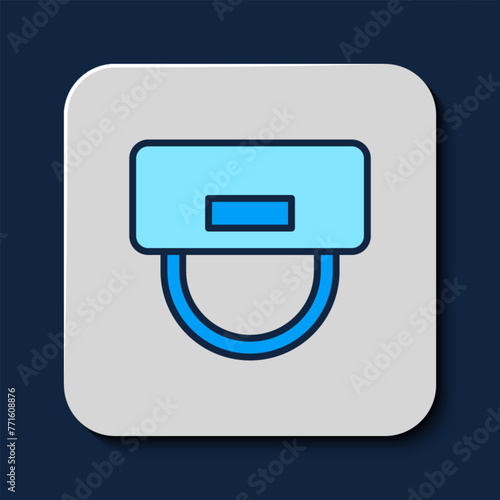 Filled outline Bellboy hat icon isolated on blue background. Hotel resort service symbol. Vector