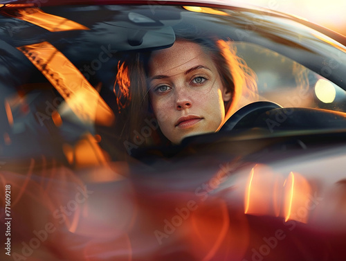  Woman driving a car