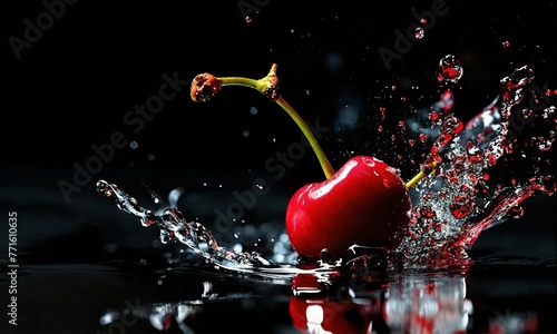 cherry in water splash