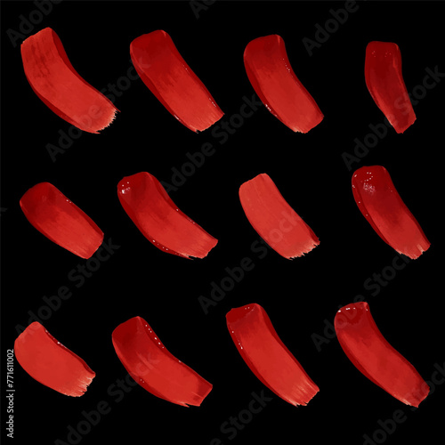 Bright red brush strokes painted by hand