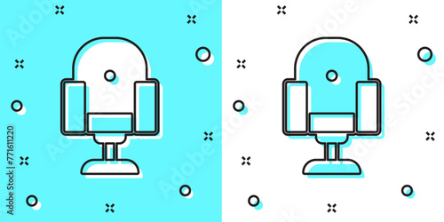 Black line Director movie chair icon isolated on green and white background. Film industry. Random dynamic shapes. Vector