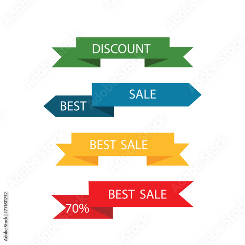 Vector set of sale tags ribbon sale banners