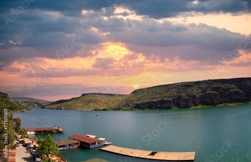 Abandoned old town view in Halfeti Town of Sanliurfa Province photo
