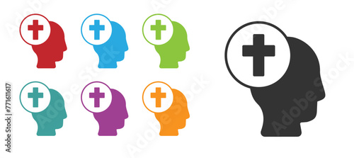 Black Priest icon isolated on white background. Set icons colorful. Vector