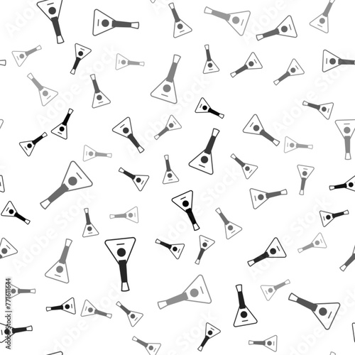 Black Musical instrument balalaika icon isolated seamless pattern on white background. Vector