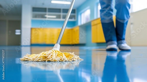 Mop Floors After sweeping, mop hard floors with a suitable cleaner to remove any remaining dirt or stains Pay special attention to hightraffic areas like the kitchen and entryways ,photographic style photo