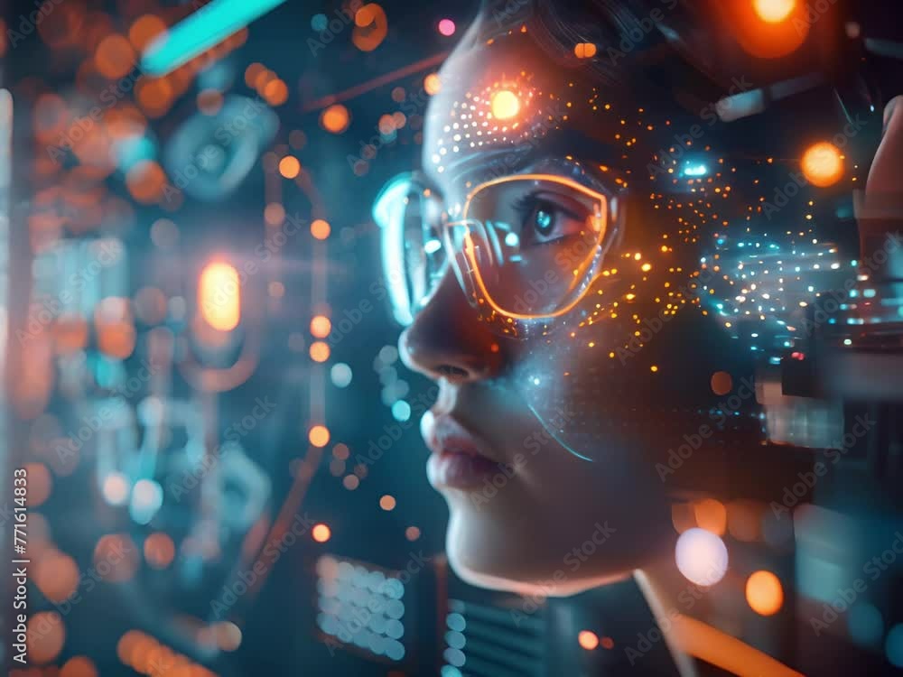 Close-up of a VR interface showing a candidate s emotional response analytics during a holographic interview Close-up of a VR interface showing a candidate s emotional response analytics during a holographic interview