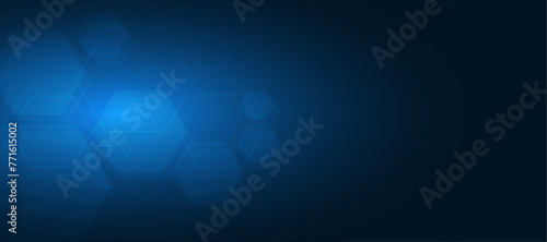 Dark blue technology background with hexagonal elements