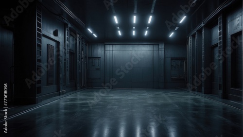 Shadowed Forge Dark Metal Room Background Evoking Industrial Ambiance