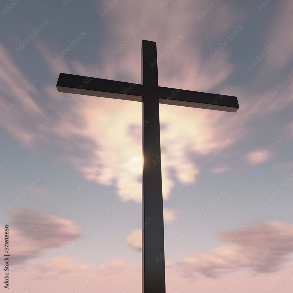 A cross in the middle of the sky. A cross illustration. A cross in the middle of the sky. A cross illustration.