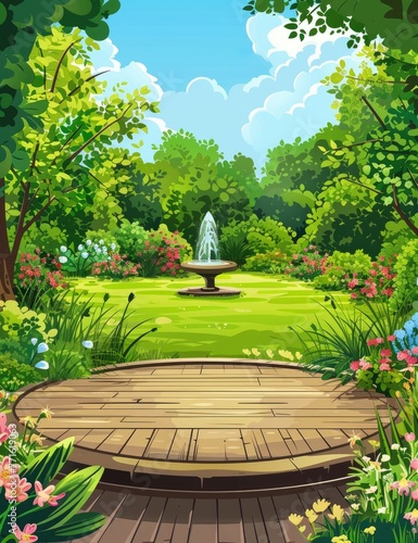 Tranquil Fountain Gardens: Lush Florals and Verdant Landscapes