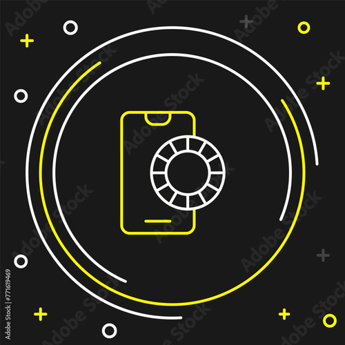 Line Online sports betting icon isolated on black background. Sport bet bookmaker. Betting online make money. Colorful outline concept. Vector