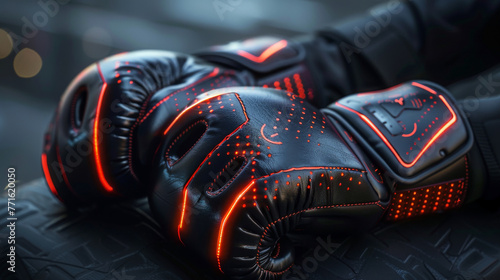 Next-gen boxing gloves with force sensors, 3D technology view