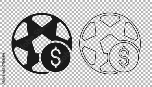 Black Soccer football betting money icon isolated on transparent background. Football bet bookmaker. Soccer betting online make money. Vector