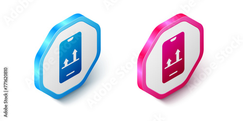 Isometric Online sports betting icon isolated on white background. Sport bet bookmaker. Betting online make money. Hexagon button. Vector