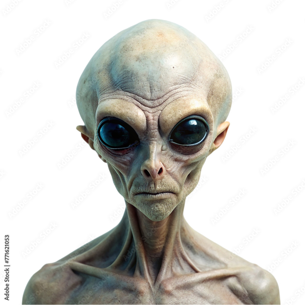 3D rendering of a male alien isolated on a transparent background.