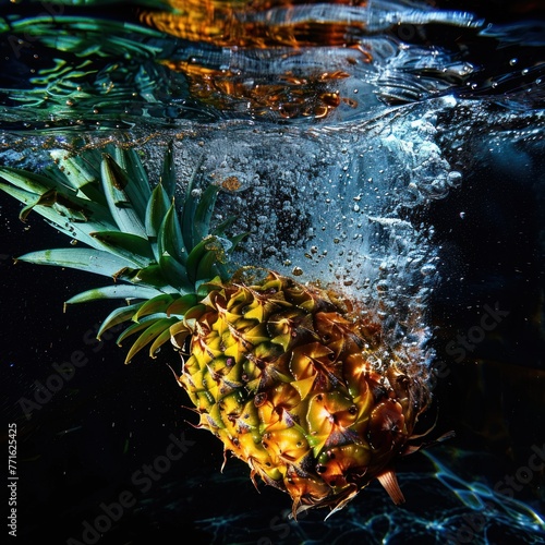 ripe Pineapple with water droplets photo