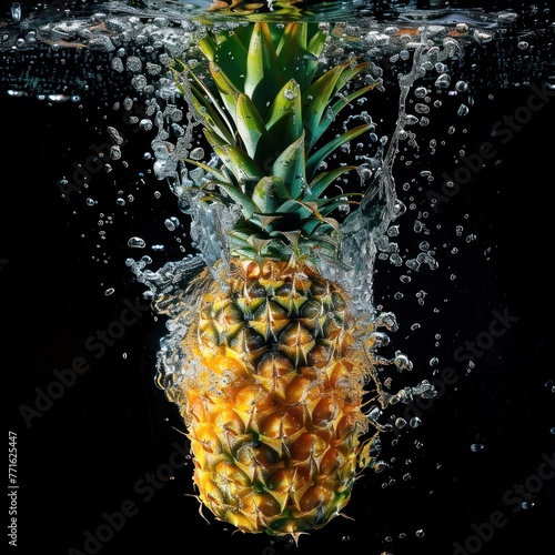 ripe Pineapple with water droplets photo