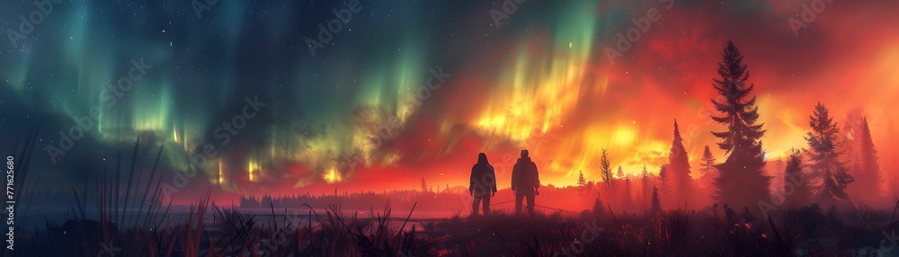Fototapeta premium Aurora Over Wilderness