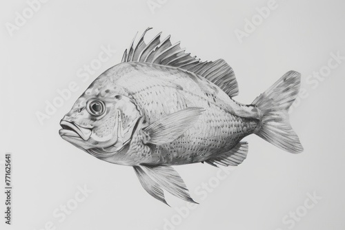 Black and White Drawing of a Fish