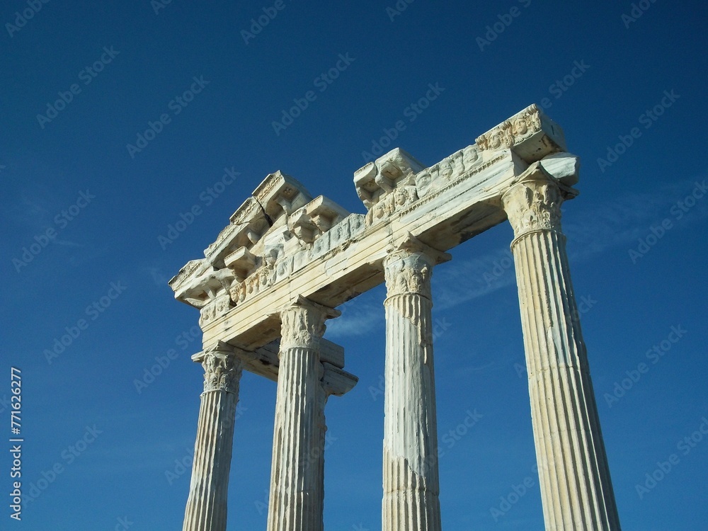 Corinthian Columns, Roman Temple of Apollo in Side Ancient City Antalya Turkey Corinthian Columns, Roman Temple of Apollo in Side Ancient City Antalya Turkey