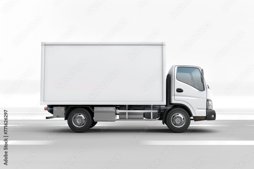 transportation concept with delivery truck in motion Isolated on white background transportation concept with delivery truck in motion Isolated on white background