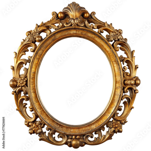 Antique golden frame isolated on a transparent background. 3d rendering