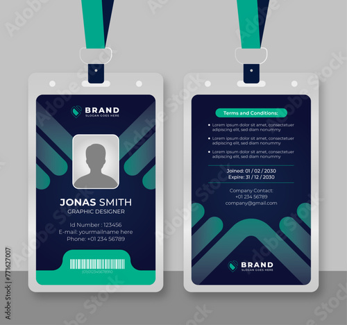 Modern and creative id card template. corporate id card design template for office employee, staff or others.