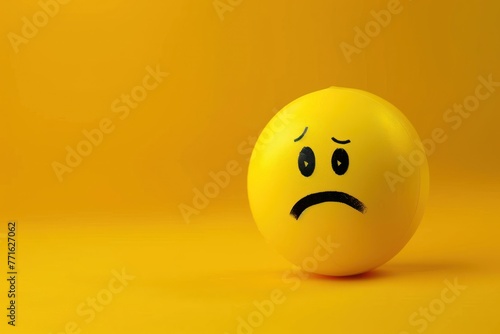 Yellow smiley face emoticon and sad on yellow background