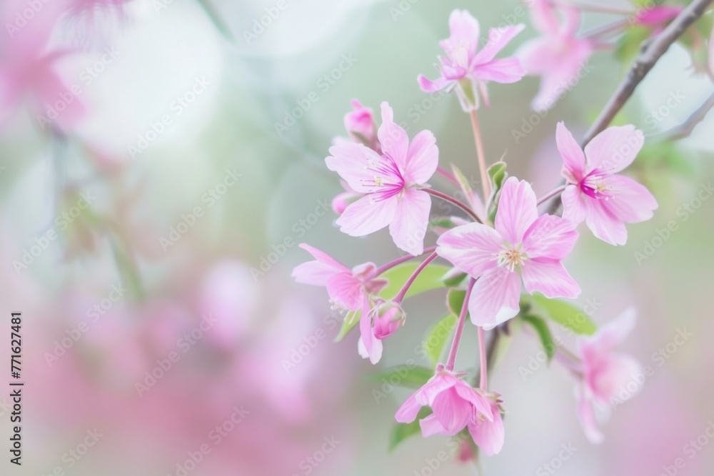 Obraz premium Pink Flowers Blooming on a Tree Branch