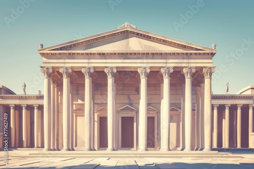 Ancient Roman temple facade illustration, worship in the time of Jesus, historical religious architecture concept