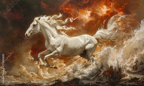 White Horse of the Apocalypse Revelation of Jesus Christ historical time Michael Prince of the army, Generative AI photo