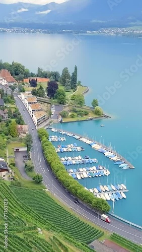 Aerial view of beautiful Switzerland landscape